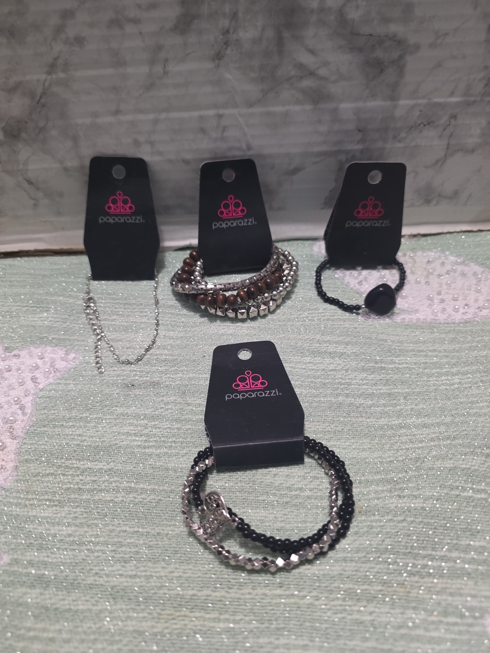 paparazzi Black and Silver Mixed Bead Bracelet Set